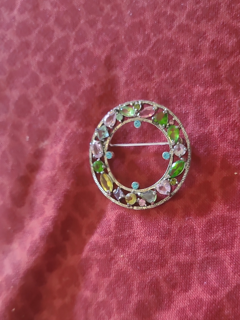 Multicolor Crystal Circle Brooch - Women Jewelry